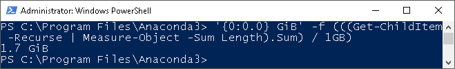 One liner PowerShell for getting directory size (in GB).png