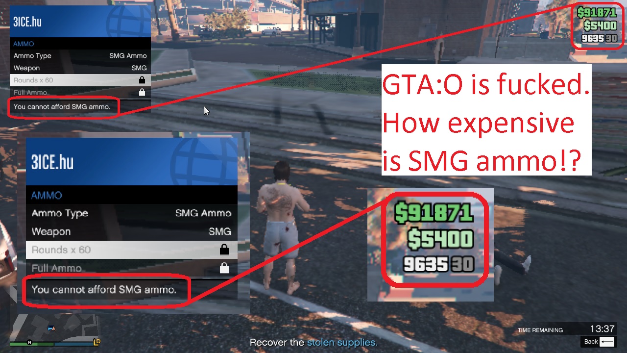 GTA ammo prices are all outta whack ( Grand Theft Auto V Online GTAO bug) [Obviously I use SMG Mk2 and this menu is trying to sell me ammo for Mk1].jpg